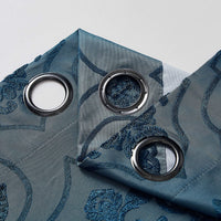 Set of Damask Flocked complete blackout thermal insulated grommet panels in Teal Blue! 50"WX63"L Each Panel!
