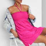 New Women's Sleeveless Smocked Terry Convertible Dress - Wild Fable! Also great a swim coverup or to put on after a shower!! Pink, Sz S