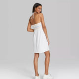 New Wild Fable Womens Dress Sleeveless Smocked Terry Convertible Dress White, Sz XL! Great as a dress, cover up or to wear after shower/hot tub!