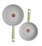 New T-fal Simply Cook, 2 Pcs Recycled Ceramic Non-Stick Cookware Set, Green! 8.5" & 10.25" Fry pan Set for Healthy Cooking. Reduced Eco-Impact.