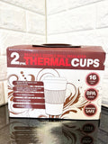 2 Pack Reusable Double Wall Insulated Thermal Cups! 16 Fluid Oz, BPA Free, Dishwasher Safe!