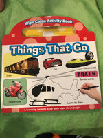 Things that go Wipe Away Board Book with wipe away Marker