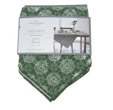 New Threshold Green Medallion Table Throw/Cloth 50” x 50”, Cotton/Linen! Retail $22