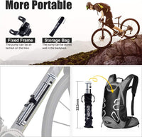 New Tiakia Bike Pump, Bicycle Pump Mini High Pressure 210 PSI - Fits Schrader/Presta/Woods Valve Fast Inflat, Compact Light and Fashion Bicycle Tire Pump with Needle/Frame for Road and Mountain Bikes