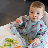 New Tidy Tot Cover & Catch Waterproof Bib attaches to highchair NO More Gaps ! Long Sleeve Coverall Baby weaning bib for BLW Baby led weaning, FRUITS! Retails $26+