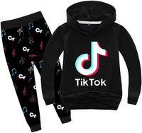 New Boys Girls TIK Tok Pull Over Long Sleeve Hoodie and Sweatpant Set, Sz 8-10