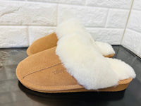 New Product not even in stores or online yet! Women's Cow Suede & Shearling Slippers by Tilley Co. MSRP 130+ COGNAC Sz 7