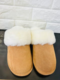New Product not even in stores or online yet! Women's Cow Suede & Shearling Slippers by Tilley Co. MSRP 130+ COGNAC Sz 8
