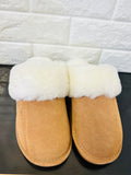 New Product not even in stores or online yet! Women's Cow Suede & Shearling Slippers by Tilley Co. MSRP 130+ COGNAC Sz 7