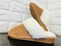 New Product not even in stores or online yet! Women's Cow Suede & Shearling Slippers by Tilley Co. MSRP 130+ COGNAC Sz 7