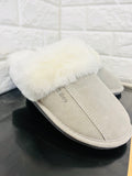 New Product not even in stores or online yet! Women's Cow Suede & Shearling Slippers by Tilley Co. MSRP 130+ GREY Sz 9