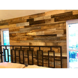 New in box! Vintage Timbers 5" X 48" L. Solid wood wall paneling in brown/grey/coastal finish! 1 Box! 15 Pieces Per Box 10.59 Square Feet Per Box! Great for Backsplash! Retails $168+