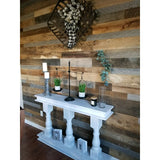 New in box! Vintage Timbers 5" X 48" L. Solid wood wall paneling in brown/grey/coastal finish! 1 Box! 15 Pieces Per Box 10.59 Square Feet Per Box! Great for Backsplash! Retails $168+
