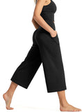 New Tmustobe Womens Lounge Yoga Capris Pants Bootleg Tummy Control High Waist Workout Flare Crop Pants with Pockets, Black, Sz XL! Retails $82+