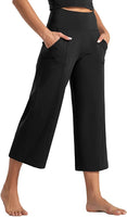 New Tmustobe Womens Lounge Yoga Capris Pants Bootleg Tummy Control High Waist Workout Flare Crop Pants with Pockets, Black, Sz XL! Retails $82+
