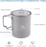 New TOAKS Titanium 750ml Pot Backpacking Camping Cup Ultralight Camping Cookware with Lid & Foldable Handle