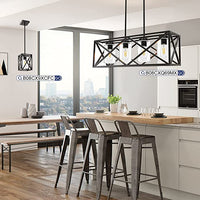New TODOLUZ 30.35” Dining Room Lighting Fixtures Hanging Black Finish 4-Lights Open Frame Farmhouse Chandelier Pendant Light for Kitchen Island Pool Table with Clear Glass Retails $478+