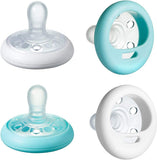 New Tommee Tippee 4 Piece Closer to Nature Soother Pacifier, White & Ice Blue, 6-18 months