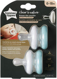New Tommee Tippee 4 Piece Closer to Nature Soother Pacifier, White & Ice Blue, 6-18 months