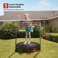 New Toncur Mini Trampoline 40" Foldable Trampoline for Kids Adults Fitness Rebounder with 5 Levels Adjustable Foam Handle for Indoor/Outdoor Workout Max Load 330 lbs