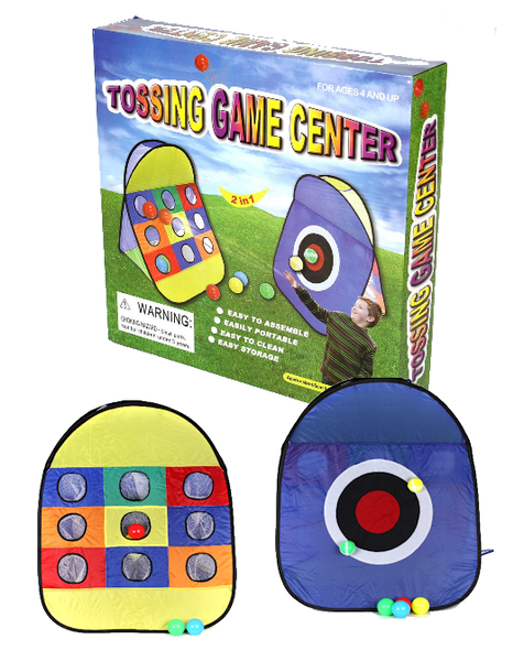 Tossing Game Center! Portable target game with big pockets that doesn't tip easily.
