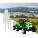 New Fully Assembled! Metakoo Green 12 V Electric Tractor Powered Ride-On with Remote Control
