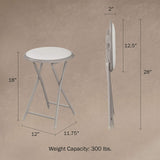 New Trademark Home 82-7879-WH Folding Heavy Duty 18" Collapsible Padded Round Stool (White), 300 Lb weight capacity!