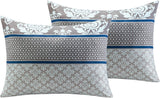 New Wayfair Beautiful 8 Piece Bed in a Bag set in Blues & grey, Sz Queen! Trai Comforter Set by Charlton Home! Retails $160+