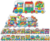 Puzzle Doubles - Giant ABC & 123 Train Floor Puzzles! Includes Two colourful cargo train puzzles: one teaching ABC's and one teaching Numbers.