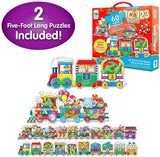 Puzzle Doubles - Giant ABC & 123 Train Floor Puzzles! Includes Two colourful cargo train puzzles: one teaching ABC's and one teaching Numbers.