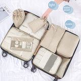 New Travel Packing Cubes,9 Pcs Travel Packing Organizers for Suitcase, Luggage Organizers Waterproof Multi-Functional Clothes Sorting Packages (Beige)