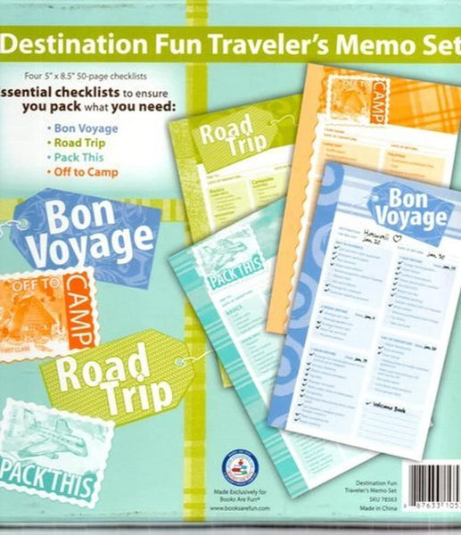 Brand new in box! Destination Fun Travellers Memo set! A Neat group of Four Note/Memo Sets! Retails $19.99