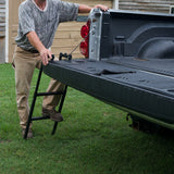 Traxion 5-100 Tailgate Ladder! Easy to install Fits most trucks Deploys in a couple of seconds Reduces strain on you as you get in and out of the bed of your truck Secures neatly against the tailgate