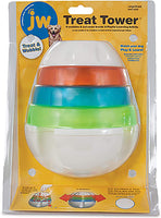 New JW Pet Company Treat Tower Toys for Pets, Large, White/Rings of Blue, Orange, Green