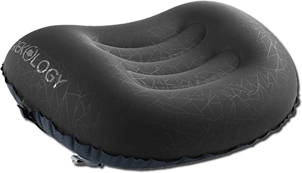 New Trekology Ultralight Inflating Travel/Camping Pillows - Compressible, Compact, Inflatable, Comfortable, Ergonomic Pillow for Neck & Lumbar Support and a Good Night Sleep While Camp, Backpacking, Black