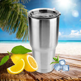 Sangyn 30oz Stainless Steel Tumbler Vacuum Insulated Double Wall Travel Mug with Splash Proof Sliding Lid, Sweat Free (Silver)
