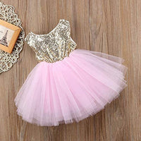 New AGQT Baby Girls Sleeveless Gold Sequins Tutu Dress! Sz 6-12 Mths!