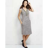 New Lands End Tweed Rhinestone Sleeveless Shift Dress PLUS Size 26W, Grey! Retails $149+