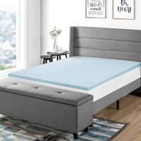 Twin 1.5 Inch Gel Memory Foam Bed Topper with Cooling Mattress Pad, Blue