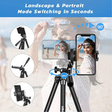New UBeesize Phone Tripod, 50" Adjustable Travel Video Tripod Stand with Cell Phone Mount Holder & Smartphone Bluetooth Remote, Compatible with iPhone/Android
