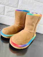 Item shows Light Use! View all photos! UGG Little Kid's Toddler Classic Short Rainbow Boots in Chestnut, Sz 9! Retails $160+