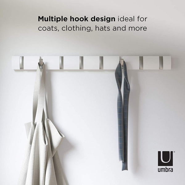 New Umbra Flip 8-Hook Wall Mounted Coat Rack, Modern, Sleek, Space