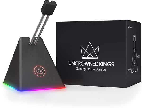 New Uncrowned Kings Mouse Bungee - PC Gaming Mouse Bungee Cable Holder - Mouse Cable Holder With 4 LED Color Modes & RGB Lighting - Gaming Mouse Cord Holder With Wire & Cord Management Support
