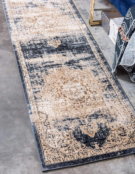 New Wayfair Unique Loom Area Rug Hallway Runner, 3' x 10' Runner, Dark Blue! Retails $237 W/Tax!