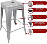 New UrbanMod 4 PACK of 24 Height 330lb Capacity Grey Kitchen Counter Chair Island Outdoor Industrial Galvanized Metal Bar Stools, Silver! Retails $275+