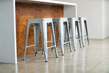 New UrbanMod 4 PACK of 24 Height 330lb Capacity Grey Kitchen Counter Chair Island Outdoor Industrial Galvanized Metal Bar Stools, Silver! Retails $275+