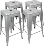 New UrbanMod 4 PACK of 24 Height 330lb Capacity Grey Kitchen Counter Chair Island Outdoor Industrial Galvanized Metal Bar Stools, Silver! Retails $275+