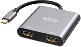 New USB C to Dual HDMI Adapter 4K @60hz,Type C to HDMI Converter for MacBook/MacBook Pro 2019/2018,MacBook Air,Chromebook Pixel,LenovoYoga 720/730,Dell XPS 13,Surface Book 2,Samsung Galaxy, etc