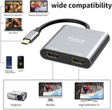 New USB C to Dual HDMI Adapter 4K @60hz,Type C to HDMI Converter for MacBook/MacBook Pro 2019/2018,MacBook Air,Chromebook Pixel,LenovoYoga 720/730,Dell XPS 13,Surface Book 2,Samsung Galaxy, etc