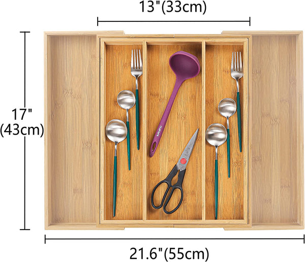 New Utoplike Bamboo Expandable Kitchen Drawer Organizer, Adjustable Ut ...